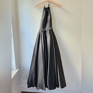 Sherri Hill black halter-style ball gown with an embellished waistband size 2
